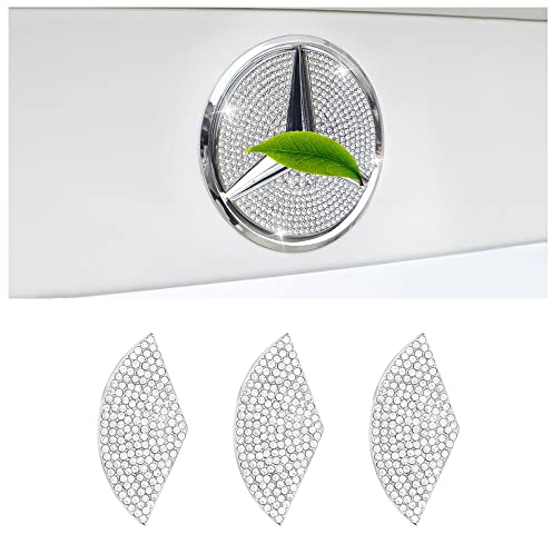 BLINGOOSE Auto Zubehör für Mercedes Benz Glitzer Kofferraum Logo Abdeckungs Aufkleber Emblem Abziehbilder für Benz W213 W204 W205 C E Klasse Accessoires Strass Zinklegierung 3St