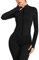 FEOYA Laufjacke Damen Atmungsaktive Enge Sportjacke mit Daumenloch Reißverschluss Gym Yoga Top Langarm Fitness Trainingsjacke Leicht Sweatjacke Running Jacke Slim Fit Sportoberteil Schwarz L Shirt