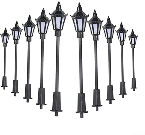 CNANRNANC LED-Straßenlaternen, Messgerät H0 für TT 00, verstellbare Länge für Lampe, Beleuchtung, Park, Modellbahn, Landschaft, DIY, ökologisch, Bo für TTle, Maßstab: 1: 50-1: 100, 100, 10 Stück