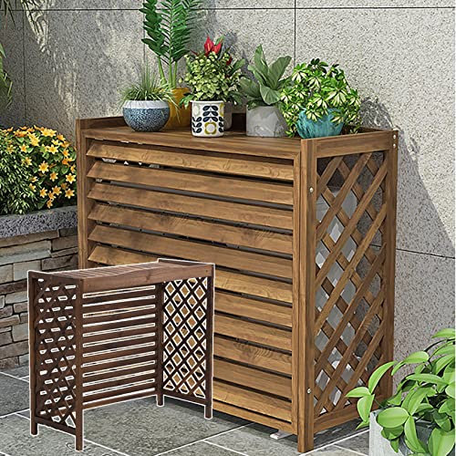 Bois Massif Cache Climatiseur Extérieur,Cache Clim Exterieur,Support De Climatiseur,Cache Pompe À Chaleur,Grille Anti-corrosion En Bois,Support De Fleurs Pour Climatiseur,Couverture De Climatisation (