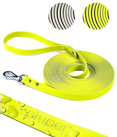 PiuPet® Guinzaglio Addestramento per Cani 5m I 10m I 20m I Idrorepellente I Allungabile I Taglia Grande I Lunghina | Giallo Neon