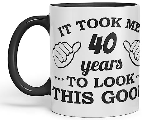Vixar It Took me 40 Years to Look This Good Happy Birthday Ceramic Coloured Mug Cup Gift Coffee Tea (Black)