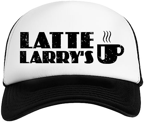 Vintage Curb Your Latte Larry's Weiß Schwarz Unisex Kinder Baseball Cap Kids White Black