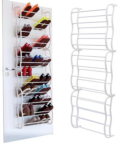 NTEK Hanging Shoe Rack | 36 Pair Shoe Rack Over Door Hanging 12 Tier Shelf Holder | Over the Door Shoe Organiser | Hanging Organizer | Hanging Organiser Over the Door Shoe Storage Holder