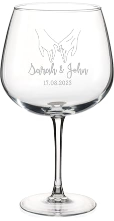 Wanapix | Copa de Gin Tonic Personalizada con Nombre| Copa de Balón para Combinados | Cristal Grabado | Apta Lavavajillas | Regalo para Fiestas | 70cl | Hands