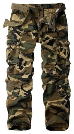 Minetom Homme Pantalon Cargo avec Poches Pantalon De Combat D'Extérieur Pantalon De Travail Activités en Plein Air Pantalon Décontracté A1 Camouflage M