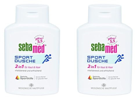 2 Stück Vorteilspack SEBAMED Sport Dusche 2 in 1, Shampoo & Duschgel, für Männer und Frauen, schonende Reinigung für sportstrapazierte Haut, ohne Mikroplastik, 2 x 200 ml