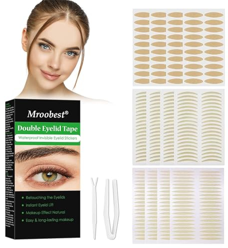 480 Stück Schlupflider Stripes, Schlupflider Tapes, Augenlid Stripes, Augenlidklebeband, Double-Sided Eyelid Tapes, Unsichtbares Doppelte Augenlid Stripes, mit Gabelstangen Pinzette