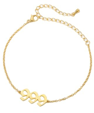 PAURO Damen Edelstahl Engel Nummer 999 Armband Kette Einstellbar Minimalistisch Numerologie Schmuck Gold