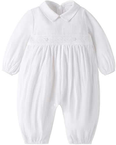 Booulfi Christening Outfit For Boys White Long Sleeve Romper Church Coming Home Baptism Baby Suit Easter Outfit Baby Boy Clothes