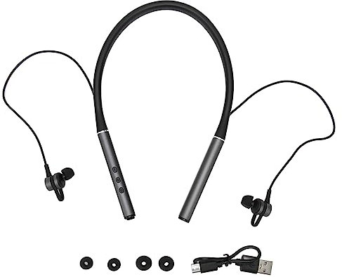 BALRAJ Auriculares Bluetooth con Banda para El Cuello, Auriculares Inalámbricos Estéreo HiFi con Banda para El Cuello Magnética para Deportes Al Aire Libre Ejercicio Ciclismo(Gris)