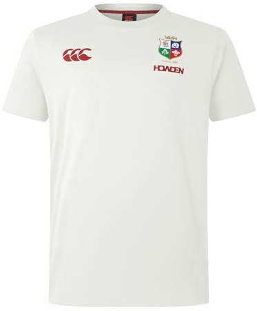 Canterbury Men's British & Irish Lions Canterbury Cotton Rugby Jersey Tee | Short Sleeve T-Shirt | Organic Cotton | Official British & Irish Lions Licensed Product Non-Technical T-Shirt, Egret, S
