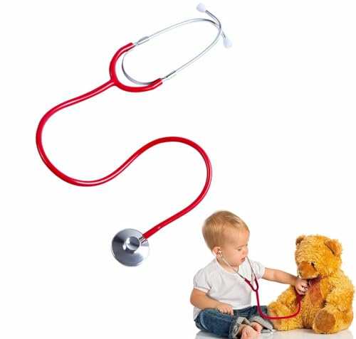 Stethoskop für Kinder, Stethoskop für Kinder, Spielzeug, Stethoskop für Cosplay, Arzt, falsches Rollenspiel, Spielzeug, Zubehör für Halloween-Kostüme, Rot