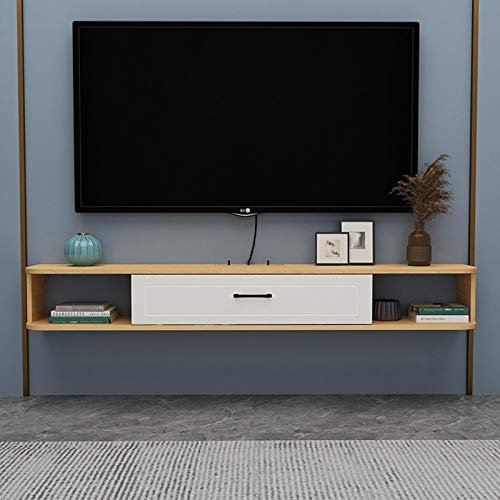 KAYEF SchwebenderTV-Ständer, Schrank, wandmontierter TV-Schrank, Wandregal, schwebendes Regal, Set-Top-Box-Router, Multimedia-Aufbewahrungsschrank, TV-Ständer, TV-Konsole, hängender Wandschrank,