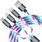 KINDRM 3in1 Multi Charging Cable, 3.6ft LED Colorful Light UP USB to Type-C/Micro USB/Lightning Multi Charger Cable USB Fast Charing Cord for iPhone, Samsung Galaxy, LG, HTC Tablets Most Cell Phones