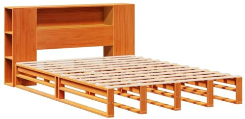 vidaXL Massivholzbett ohne Matratze Wachsbraun 135x190 cm Massivholz