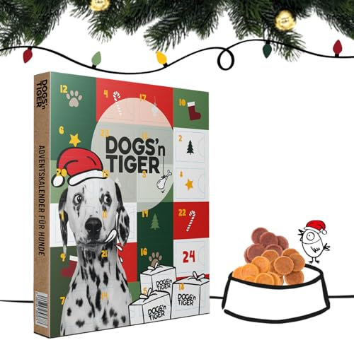 Adventskalender für Hunde von Dogs'n Tiger – Natürliche & hochwertige Snacks aus 85% Fleisch hinter jedem Türchen, ohne Zucker & Getreide für alle Hunde
