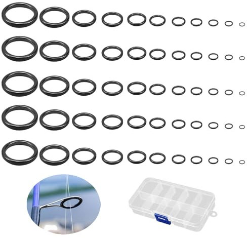 JDCMEI 55 Stück Angelrute Keramik Führungen Ringe, Angelruten-Führungsringe 11 Größen 3,8mm-29,8mm Angelrutenführung Rutenring Set Angelrute Ring aus Keramik mit Aufbewahrungsbox für Angelbegeisterte