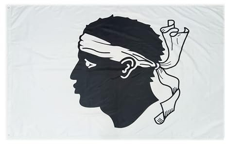 Grand Drapeau Exterieur 225x150cm Drapeau Balcon Renforcé et 2 Oeillets Métalliques Drapeau XL (Corse, 225x150cm)