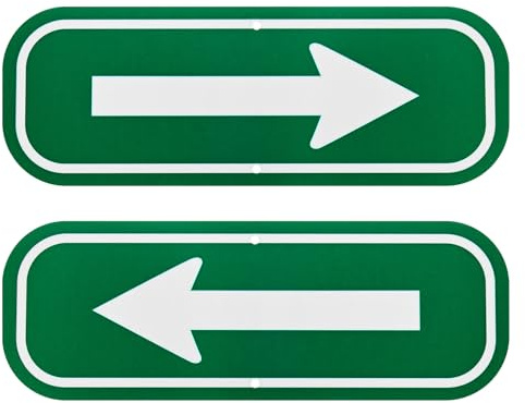 M METERXITY 2-Pack White Arrow Signs 10x3.5 Aluminum, Green on White | Rust Free Waterproof Reflective Plate, for Garden, Door, Mailbox, Parking Lot, House Number Wall Decor Sign