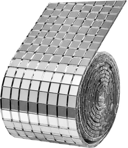 Selbstklebende Wandfliesen aus Glas, Silber, Wasserfest für Zuhause | Rolle, Geruchsfrei und Leicht Anzubringen, für Küche und Wohnzimmer, Dekorative Mosaikoptik