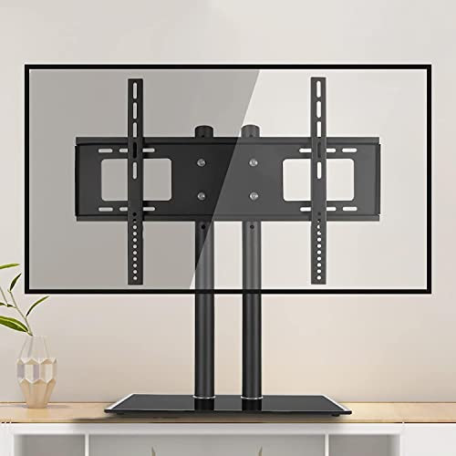 Soporte TV, Soporte TV sobremesa, Soporte TV con Placa más Gruesa, diseño Deflector Lateral antidesprendimiento, Base TV sobremesa con Base Vidrio Templado, se Adapta a televisores 40 a 70 Pulgadas S