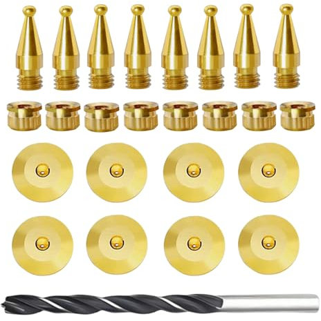 Lautsprecher-Spike-Pad-Set, Kupfer-Lautsprecher-Spike-Isolationsständer und Kupfer-Lautsprecher-Isolationspad für Audio-Verstärker, Plattenspieler, Lautsprecher, CD-Gitarre, AV-Receiver mit Bohrer, 8
