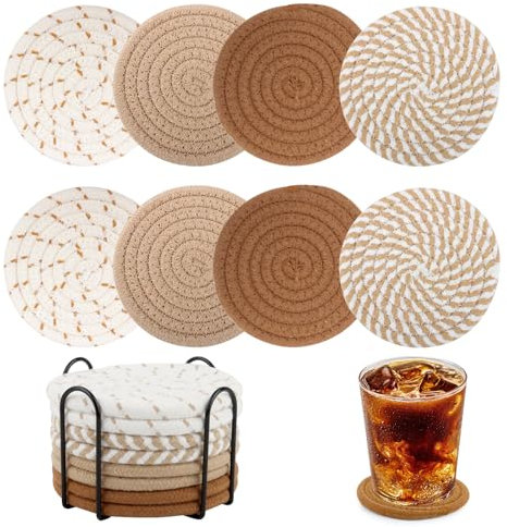 8 Pezzi Sottobicchieri, Rotondi Antiscivolo Sottobicchiere 11 cm, Sottobicchieri per Bevande, per Caffè, Birra, Boccali, Bicchieri da Vino, Casa, Bar