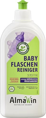 AlmaWin® Babyflaschen Reiniger [6x 500ml] für die schonende & effektive Reinigung von Babyflaschen, Schnuller, Esszubehör & Mehr - 100% natürlicher Baby Spülreiniger - Flaschenreiniger, VEGAN