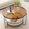 Table Basse Moderne À 2 Niveaux, Table Basse Ronde avec Rangement, Cadre en Fer forgé + Verre trempé, pour Maison Salon Bureau Ferme-Facile à Monter(Black B,60x45cm/23.6x17.7)