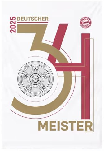 FC Bayern München I Hissfahne Deutscher Meister 2025 I Weiß