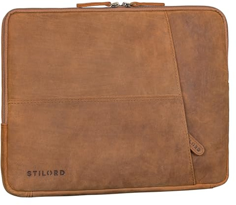STILORD Cannes Bolso Ordenador Portátil Piel 15.6 Pulgadas Maletín Cuero Hombre y Mujer Funda Laptop y para Tablet 10,1 Pulgadas Bolsa Protectora Trabajo y Universidad Color:Tan marrón - Oscuro