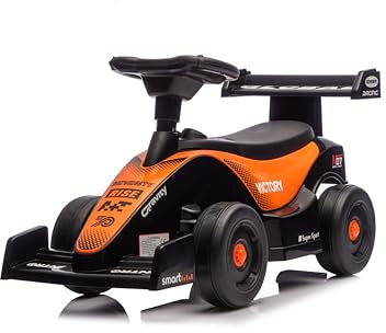 NINODOVAE Rutschauto für Kinder, mit Hupe/Musik, Stauraum, Lauflernwagen-Rennwagen-Design für Kinder von 12-36 Monaten (Orange)