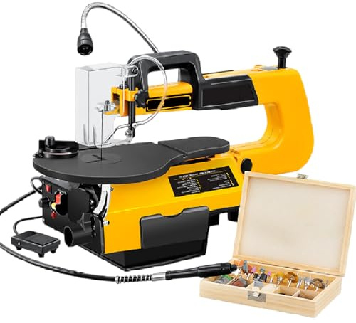 Sushangmao Multi-Function Electric Fret Saw | 16-Inch Scroll Saw, With 10 Saw Blade, 0-50mm Cutting Height Adjustable | 550-1650rpm - For Polishing, Carving & Drilling Multi-FunctionModel
