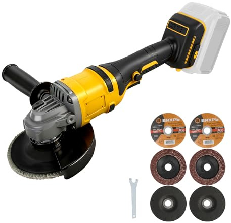 Akku Winkelschleifer 125 mm Kompatibel mit Dewalt 20V Akkus, Kabelloser Schleifer, 1180W Bürstenloser, Akku Flex Trennschleifer mit 6 Scheiben, zum Schleifen, Schneiden, Polieren (ohne Akku)