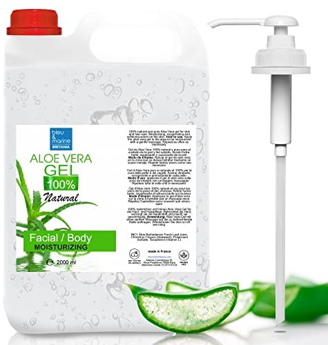 Aloe Vera Gel, aus Bio-Pflanzen der Kanarischen Inseln, Skincare Babys und Haustiere, Frisches Blatt, Vegan, Sonnenbrand Feuchtigkeitscreme, Gesicht, 100% Reines Natürliches, 2000 ml