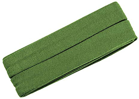 Zierstoff einfach nähen Unifarbenes Schrägband, Jersey, vorgefalzt, 20 mm breit - 2 Packungen á 3 Meter, Erbsengrün