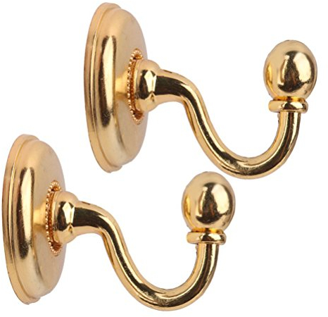 VORCOOL 2 Stücke Vintage Alloy Knauf Vorhang Holdbacks Raffhalter Haken Tür Wand Hut Kleiderbügel (Golden)