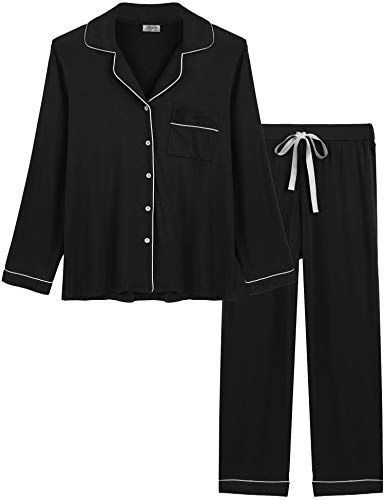 Amorbella Bamboo Viscose Sleepwear for Women Long Sleeve Pjs Sleep Set | Hot Sleeper Comfort · Cooling Relief · Lightweight Feel for Sleeping & Lounging