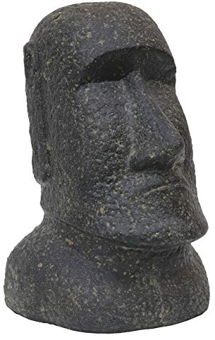 STONE art & more Moai Osterinsel Kopf Statue 30cm Steinfigur Steinguss frostfest Garten Deko Figur schwarz antik