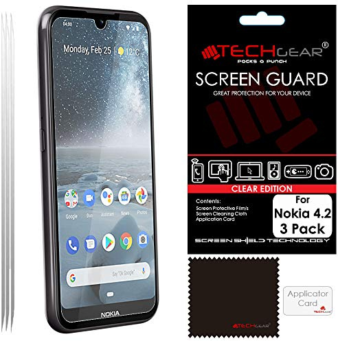 TECHGEAR [3 Pack] Screen Protectors for Nokia 4.2, CLEAR LCD Film Screen Protectors Cover Guards Compatible with Nokia 4.2