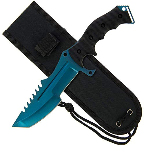 G8DS Huntsman Style Knife mit Gummigriff und Blue Edge Blade (934) Messer mit blauer Klinge