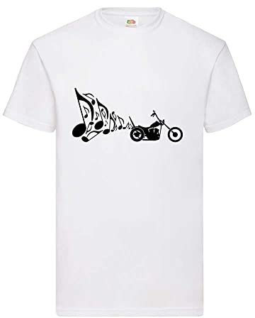 T-Shirt84.de Motorcycle Chopper Exhaust Music Men's T-Shirt - White - Large