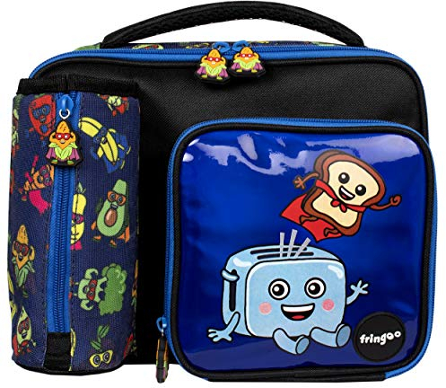 Fringoo - Large Capacity Kids Square Lunch Bag | Small Cool Bag Kids Lunchbox | Perfect As School Lunch Bag for Boys - Food Hero