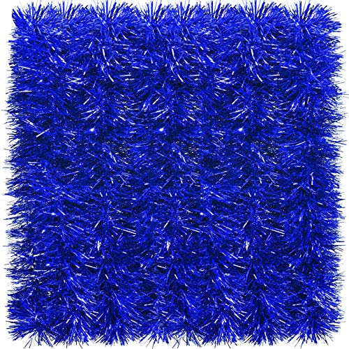 EBoot Glänzende Lametta Girlande Weihnachten Metallisch, Blau | 32,8 Fuß Lang, Glänzende Metallische Oberfläche, Hängende Weihnachtsbaum, Hängende Dekoration für Kranz, Hochzeit, Party