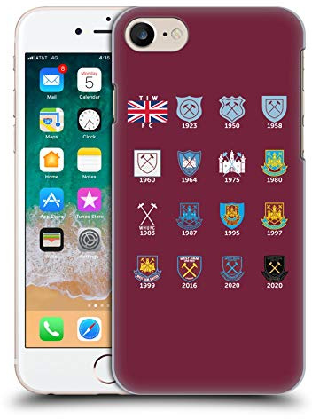 Head Case Designs Officially Licensed West Ham United FC Pattern 4 Crest History Hard Back Case Compatible With Apple iPhone 7/8 / SE 2020 & 2022