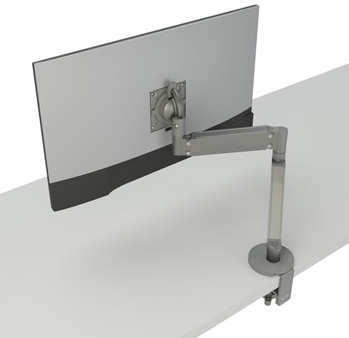 CHIEF Koncīs™ Dynamic Single Monitor Arm Bracket Mount for Screens up to 32, Ergonomic Height Adjustable Desktop Clamp, Tilts, Extends, Swivels and Fully Rotates. Silver Single Monitor Arm