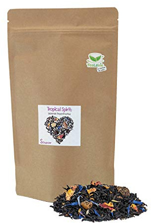 TEALAVIE - Schwarztee lose | Tropical Spirit - blühende Tropenfrüchte | umweltfreundlicher Nachfüllpack | 200g Refill loser Schwarzer Tee