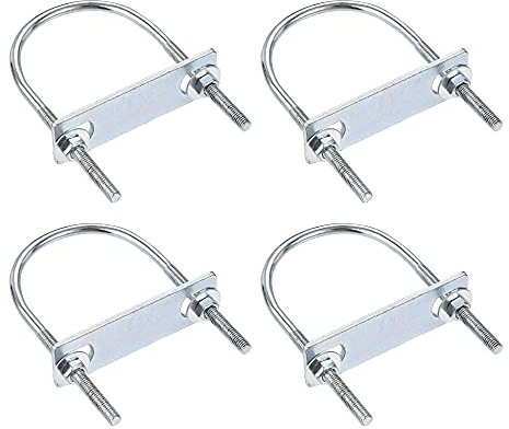 sourcing map 4 Satz Runde U-Bolzen U Bügelschrauben Bügelbolzen Stahl M6 mit Mutter Platte Scheiben 60mm Innen 110mm Lang