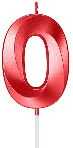 Metallic Red 0 Birthday Candle Cake Topper Number Numeral Candles